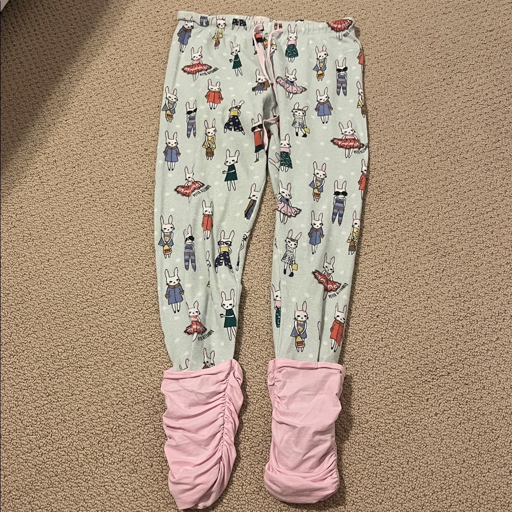 Peter Alexander Bunny Print Pajama Pj Pink and Green Rabbits Small